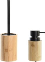 Items Toiletborstel in houder 36 cm met zeeppompje 16 cm bamboe/rvs