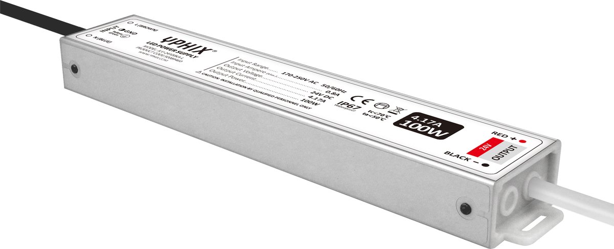 LED transformator 24V 4,17A Max. 100W IP67