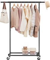 O'DADDY® Kledingrek op wieltjes - Garderoberek - Uitschuifbare Kledingstang 92-132 cm - 90 kg Belastbaar - Zwart