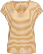 Only T-shirt Onlcannes S/s V-neck Glitter Top Jr 15214388 Mock Orange Dames Maat - XS