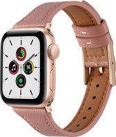 By Qubix Leren bandje - Oudroze - Geschikt voor Apple Watch 42mm - 44mm - 45mm - Ultra - 49mm - Compatible Apple watch bandje - smartwatch bandje