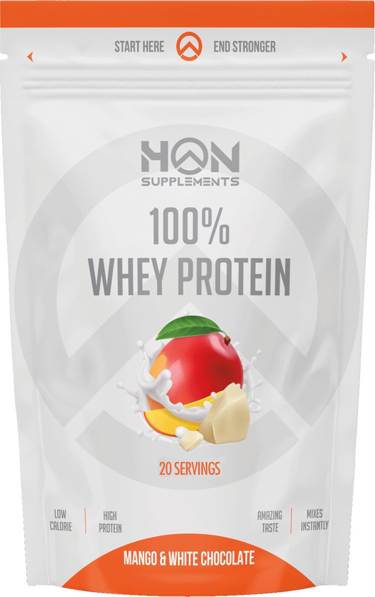 100% Whey Protein (Mango/White Chocolate - 500 gram) - HON - Eiwitshake - Eiwitpoeder - Sportvoeding (20 shakes)