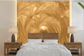Behang - Fotobehang Cirkel - Gouden - Verf - Breedte 260 cm x hoogte 260 cm