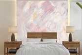 Behang - Fotobehang Olieverfschilderij Roze - Breedte 260 cm x hoogte 260 cm