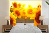 Behang - Fotobehang Zonnebloem - Geel - Bloemen - Zon - Breedte 300 cm x hoogte 300 cm