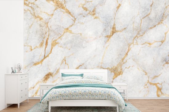 Marmer Behang Wit en Goud | Luxe | Industrieel