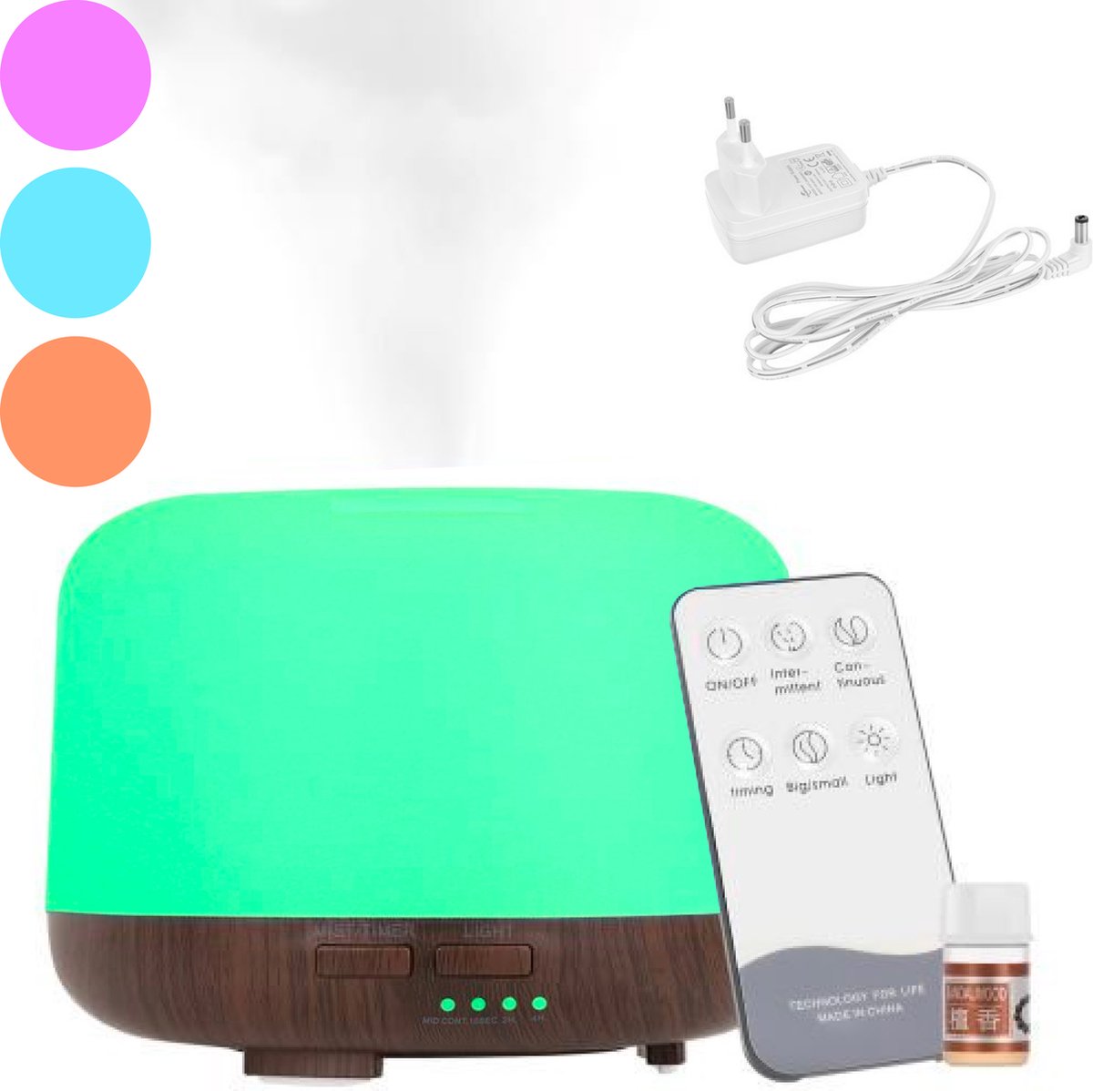 Aroma Diffuser Luchtbevochtiger - 300ML - 7 Kleuren - Aromatherapie & Geurverspreider - Nachtlamp - Ultrasone Verdamper - LED Sfeerverlichting