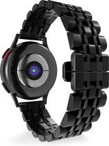 Strap-it Smartwatch bandje 20mm - Luxe duo stalen schakel horlogeband geschikt voor Huawei Watch GT 2 42mm / GT 3 42mm / GT 3 Pro 43mm - Amazfit Bip / GTS / GTS 2 / GTS 3 / GTS 4 / GTR 42mm - zwart
