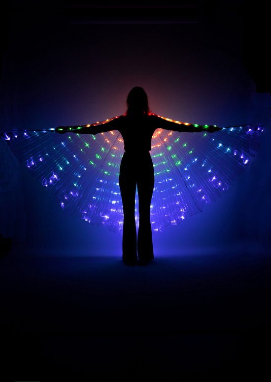 Grandes ailes nacrées lumières LED costume de fée fée plissée irisée