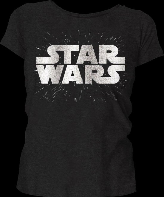 Star Wars - Zilver Logo Zwart Dames T-Shirt M