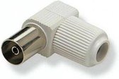 Coax (IEC) female schroef connector, 75dB Haakse uitvoering
