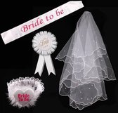 Bride To Be Versiering Decoratie Set Sjerp/Sluier/Tiara- Vrijgezellenfeest Team Accessoires