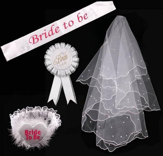glas Ontstaan creatief Bride To Be Versiering Decoratie Set Sjerp/Sluier/Tiara- Vrijgezellenfeest  Team... | bol.com