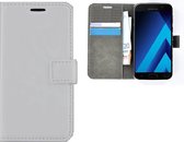 Wit Effen Wallet Bookcase Hoesje Samsung Galaxy C5 Pro