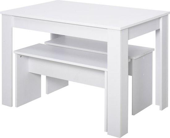 Combideal Eetkamerset: Ronde Mangohouten Eettafel 130 cm met 4 Montana