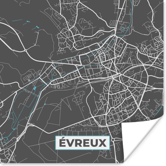 Poster Évreux - Frankrijk - Plattegrond - Stadskaart - Kaart