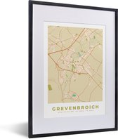Fotolijst incl. Poster - Vintage - Grevenbroich - Plattegrond - Kaart - Stadskaart - 30x40 cm - Posterlijst