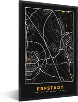 Fotolijst incl. Poster - Stadskaart – Plattegrond – Duitsland – Goud – Erfstadt – Kaart - 40x60 cm - Posterlijst