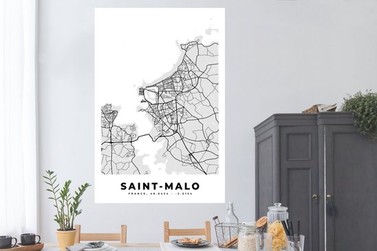 Affiche France - Plan - Carte - Saint-Malo - Plan de ville - 120x180 cm XXL