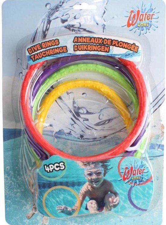 Set van 4x stuks gekleurde duikringen 15 cm van kunststof - Zwembad  speelgoed -... | bol.com