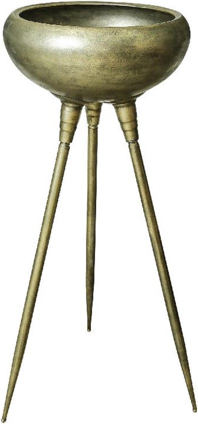 PTMD Genesis Bloempot Op Poten - 47,5x46,5x98,5 cm - Metaal - Grijs