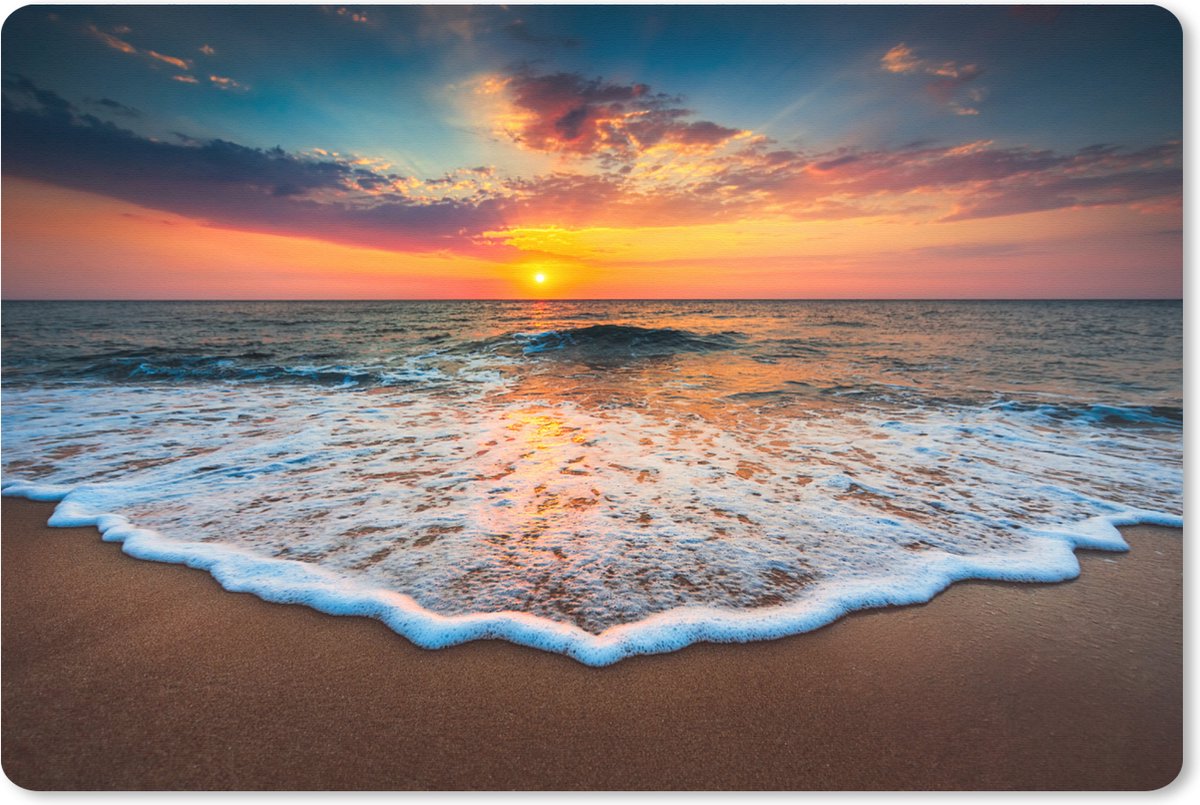 Muismat XXL 90x60 cm - Bureau onderlegger - Bureau mat Strand - Zee - Zonsondergang - Bureaumat - Gaming mousepad xl - Bureaulegger groot - Computer deskmat