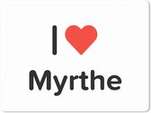 Muismat XXL - Bureau onderlegger - Bureau mat - I love - Myrthe - Meisje - 80x60 cm - XXL muismat