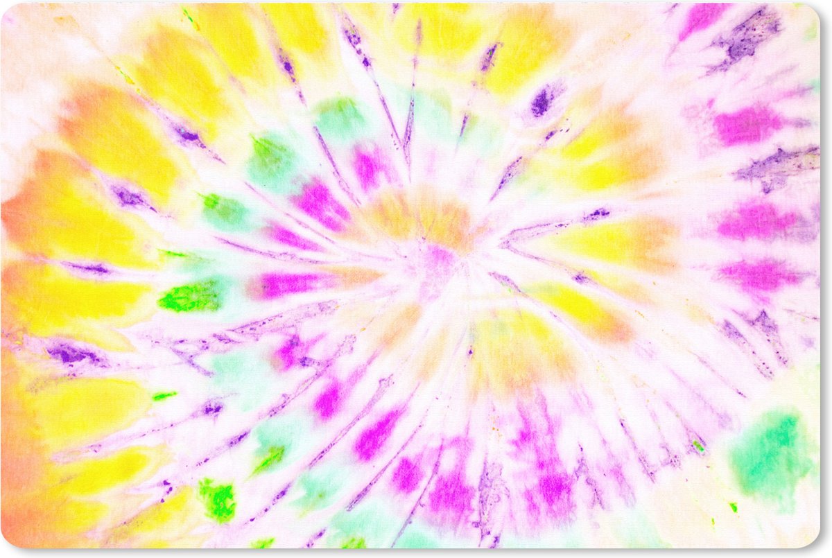 Muismat XXL 120x80 cm - Bureau onderlegger - Bureau mat Zomer - Tie dye - Geel - Bureaumat - Gaming mousepad xl - Bureaulegger groot - Computer deskmat
