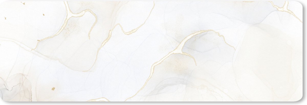 Muismat XXL 90x30 cm - Bureau onderlegger - Bureau mat Marmer - Geel - Lijn - Bureaumat - Gaming mousepad xl - Bureaulegger groot - Computer deskmat