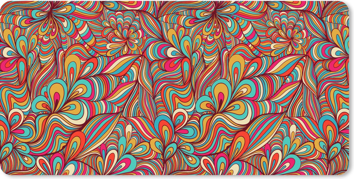 Muismat XXL 100x50 cm - Bureau onderlegger - Bureau mat Design - Jaren 70 - Fantasy - Kleur - Bureaumat - Gaming mousepad xl - Bureaulegger groot - Computer deskmat