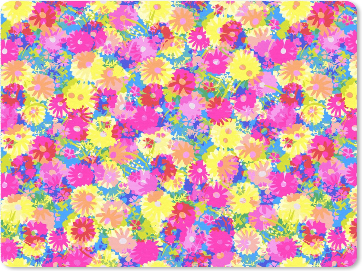 Muismat XXL 80x60 cm - Bureau onderlegger - Bureau mat Bloesem - Zomer - Regenboog - Bloem - Design - Bureaumat - Gaming mousepad xl - Bureaulegger groot - Computer deskmat