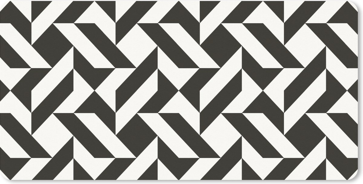 Muismat XXL - Bureau onderlegger - Bureau mat - Zwart - Wit - Geometrische vormen - Patronen - 120x60 cm - XXL muismat