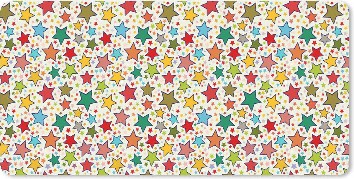 Muismat XXL 100x50 cm - Bureau onderlegger - Bureau mat Patronen - Sterren - Kleuren - Jongens - Kinderen - Kids - Bureaumat - Gaming mousepad xl - Bureaulegger groot - Computer deskmat