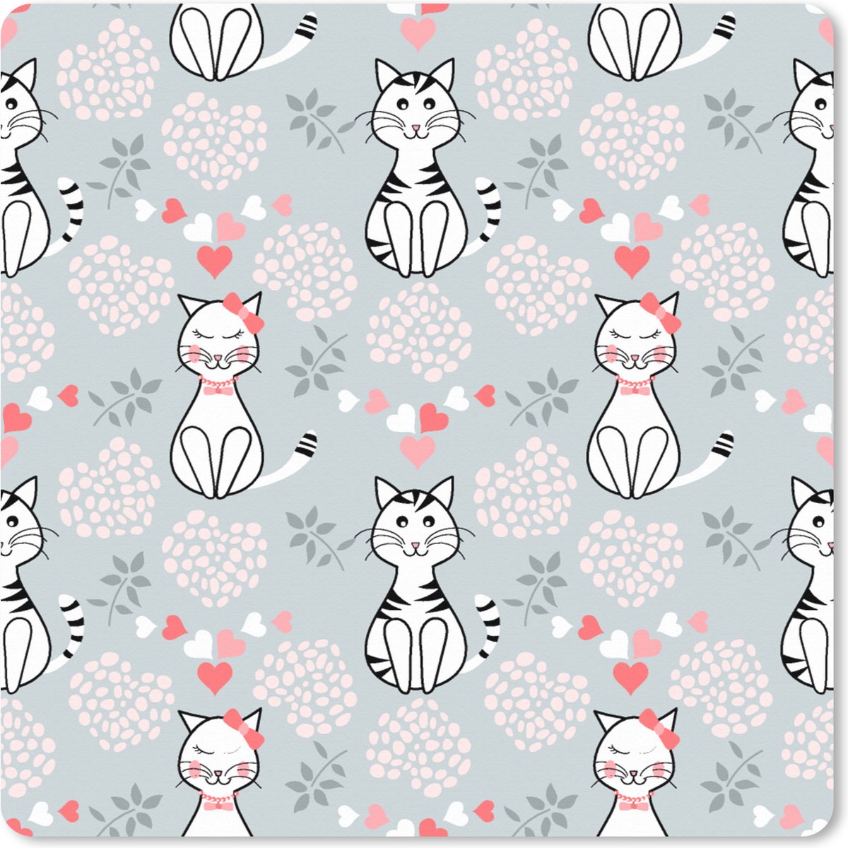 Muismat XXL 40x40 cm - Bureau onderlegger - Bureau mat Patronen - Kat - Hart - Girl - Kids - Kinderen - Meiden - Bureaumat - Gaming mousepad xl - Bureaulegger groot - Computer deskmat