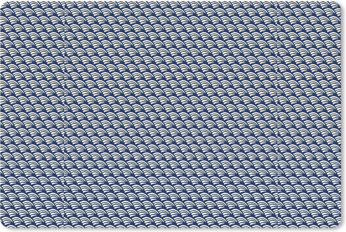 Muismat XXL 90x60 cm - Bureau onderlegger - Bureau mat Japan - Blauw - Wit - Patronen - Bureaumat - Gaming mousepad xl - Bureaulegger groot - Computer deskmat