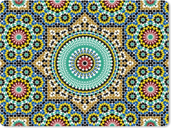 Muismat XXL - Bureau onderlegger - Bureau mat - Mozaïek - Patronen - Mandala - 80x60 cm - XXL muismat
