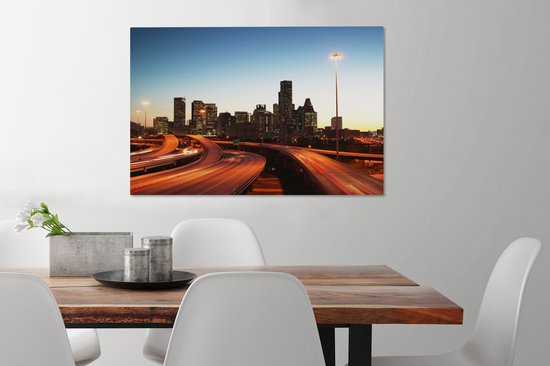 Tableau sur toile Soirée - Houston - Highway - 90x60 cm - Décoration murale