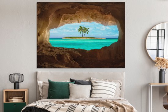 Peintures sur Toile - Paradis Tropical aux Caraïbes - 160x120 cm - Décoration murale XXL