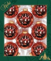Krebs Kerstballen - 8 stuks - glas - gepolijst koper - 7 cm