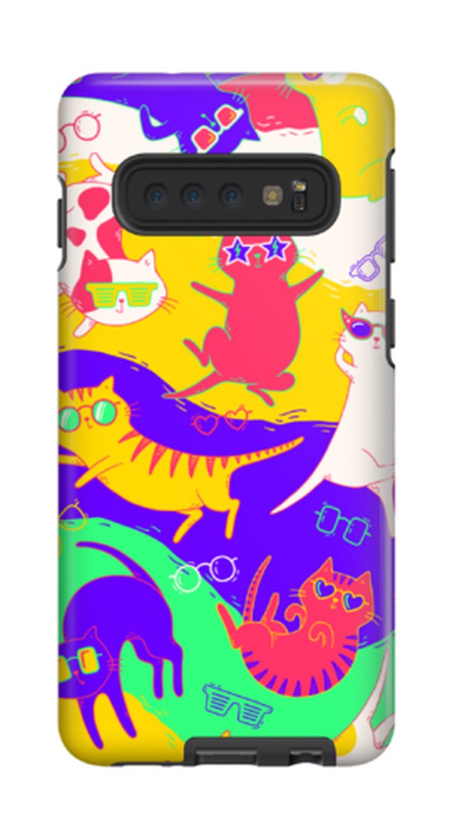 Telefoonhoesje geschikt voor Samsung Galaxy S10 Plus - Tough Case - Extra Stevig met 2 lagen bescherming - Dierencollectie - Aristocats - Geel
