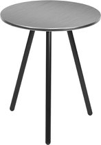 Side table Disc - Staal Geborsteld Nikkel, Zwarte poten - 42x47cm