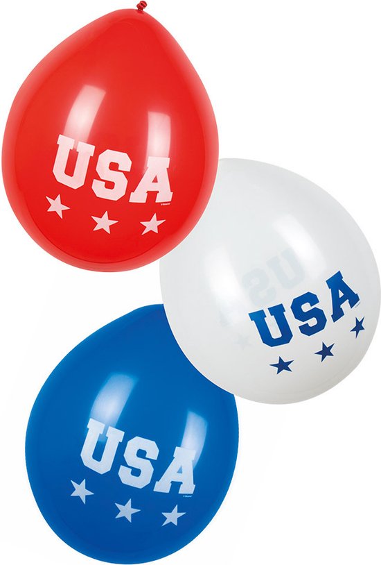 Amerika USA ballonnen - 12x - 25 cm - United States - Amerikaanse versiering -Feestversiering en decoraties