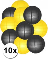 Lampionnen pakket geel en zwart 10x