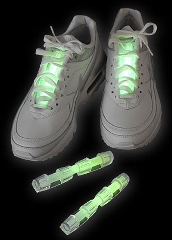 Neon glow lichtgevende schoenverlichting - groen -2x stuks - Kinderen/Volwassenen/Halloween