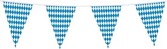 Plastic Beieren Oktoberfest vlaggenlijn 10 meter - Bierfeest feestartikelen - Versiering decoratie vlaggetjes/slingers