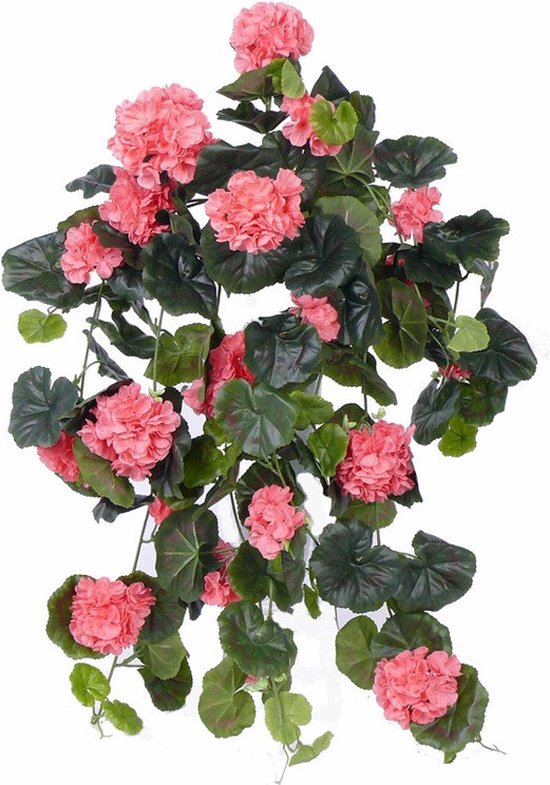 Roze geranium kunstplant hangplant 70 cm - Kunstplanten/nepplanten - Hangplanten