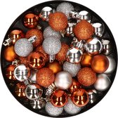Lot de 40 petites décorations de Noël en plastique et boules de Noël de 3 cm en argent et orange - Pour les petits sapins de Noël