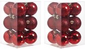 24x Rode kunststof kerstballen 6 cm - Mat/glans - Onbreekbare plastic kerstballen - Kerstboomversiering rood