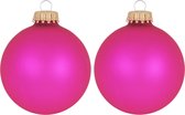 Krebs Kerstballen - bubbelgum roze - 8ST - glas - 7 cm - mat - knalroze/felroze
