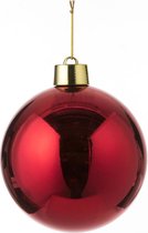 1x Grote kunststof kerstbal rood 20 cm - Groot formaat rode kerstballen